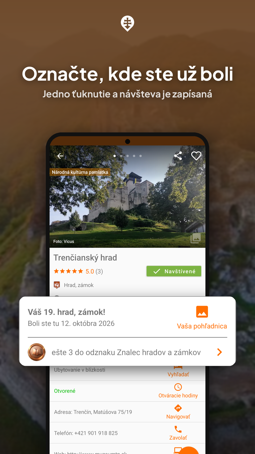 Zbierky v appke Turistické atrakcie Slovenska