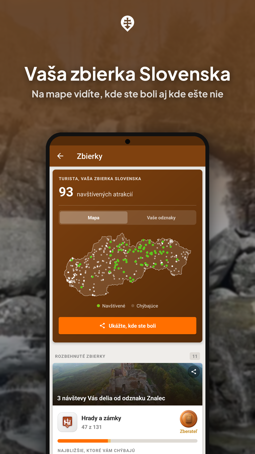 Odznaky v appke Turistické atrakcie Slovenska